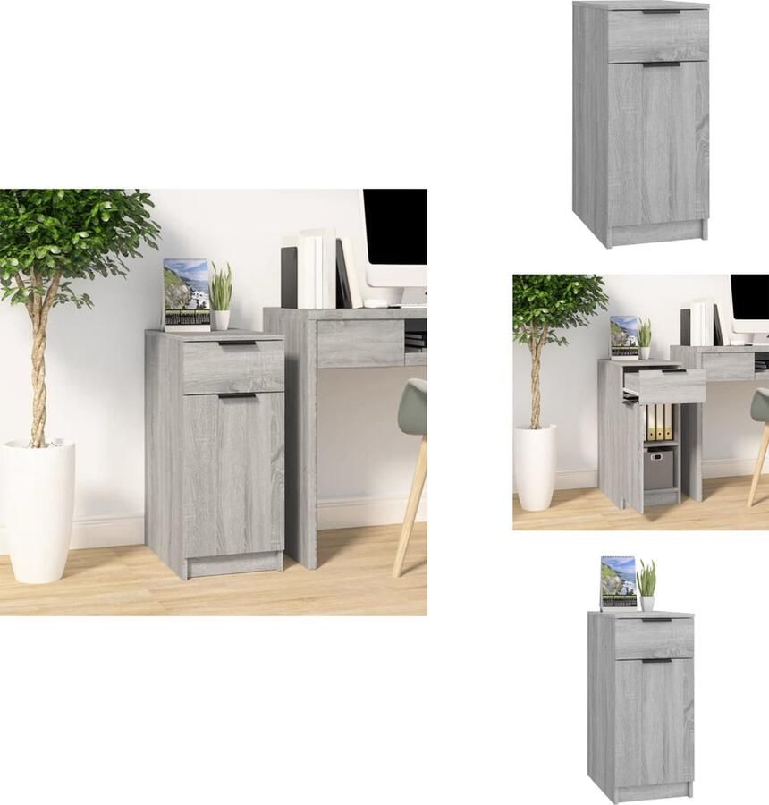 VidaXL Opberg Kast Opberg Kasten Opbergkast Ladekast Bureaukast 33 5x50x75 cm bewerkt hout grijs sonoma eikenkleurig