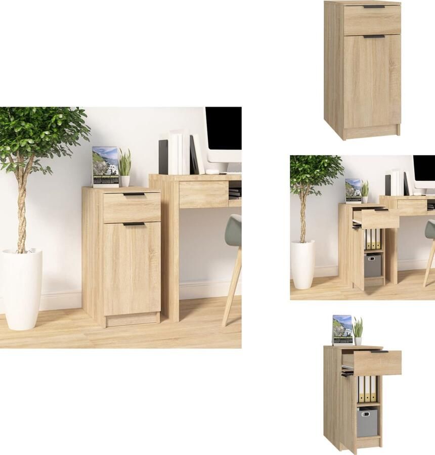 VidaXL Opberg Kast Opberg Kasten Opbergkast Ladekast Bureaukast 33 5x50x75 cm bewerkt hout sonoma eikenkleurig