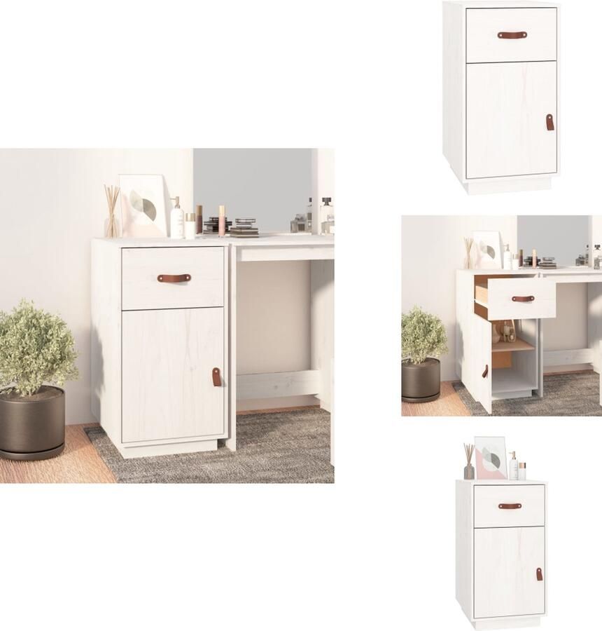 VidaXL Opberg Kast Opberg Kasten Opbergkast Ladekast Bureaukastje 40x50x75 cm massief grenenhout wit