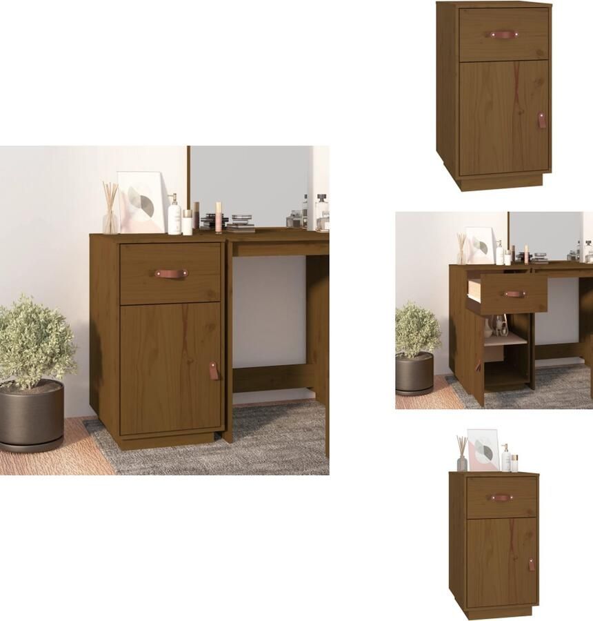 VidaXL Opberg Kast Opberg Kasten Opbergkast Ladekast Bureaukastje 40x50x75 cm massief grenenhout honingbruin