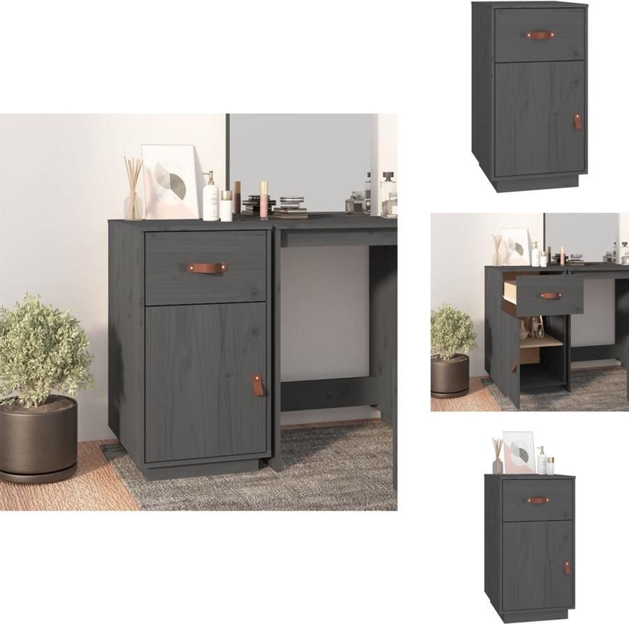 VidaXL Opberg Kast Opberg Kasten Opbergkast Ladekast Bureaukastje 40x50x75 cm massief grenenhout grijs