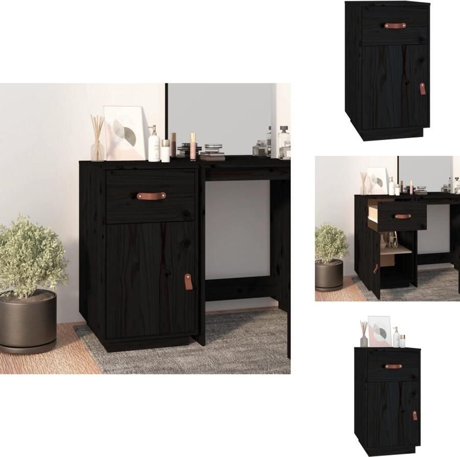 VidaXL Opberg Kast Opberg Kasten Opbergkast Ladekast Bureaukastje 40x50x75 cm massief grenenhout zwart