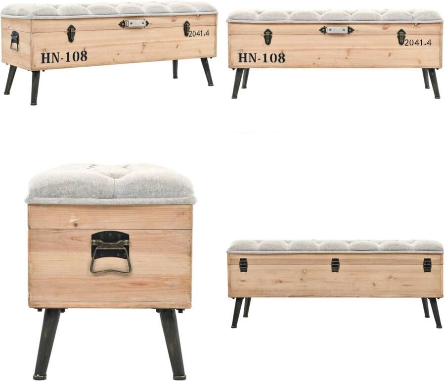 VidaXL Opbergbank 110 cm massief vurenhout Opslagbank Opslagbanken Opslagkist Opslagkisten