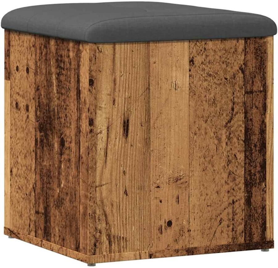 The Living Store Opbergbank 42x42x45 cm bewerkt hout oud houtkleurig Opbergbankje Opbergbankjes Schoenenbankje Halbankje