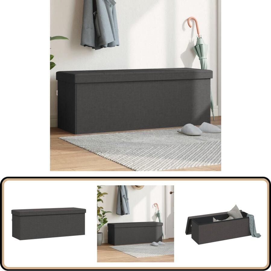 VidaXL Opbergbank Inklapbaar Kunstlinnen Donkergrijs Opbergbankje Opbergbankjes Bankje Halbankje