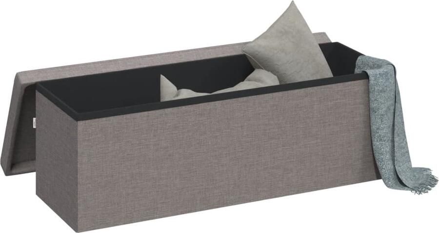 VidaXL -Opbergbank-inklapbaar-kunstlinnen-lichtgrijs - Foto 3