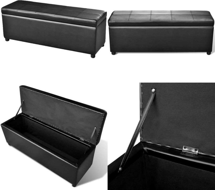 VidaXL Opbergbank lang hout zwart Opbergbox Opbergboxen Tuinbox Tuinboxen