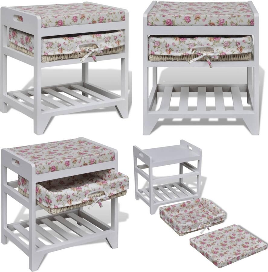 VidaXL Opbergbank met schoenenrek en een opbergmand paulowniahout Bank Banken Bankje Bankjes