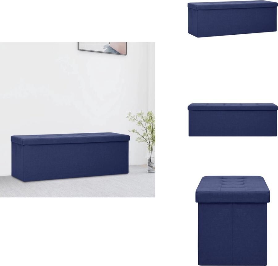 VidaXL Opbergbank Opbergbanken Bankje Halbank Opbergbank inklapbaar kunstlinnen blauw