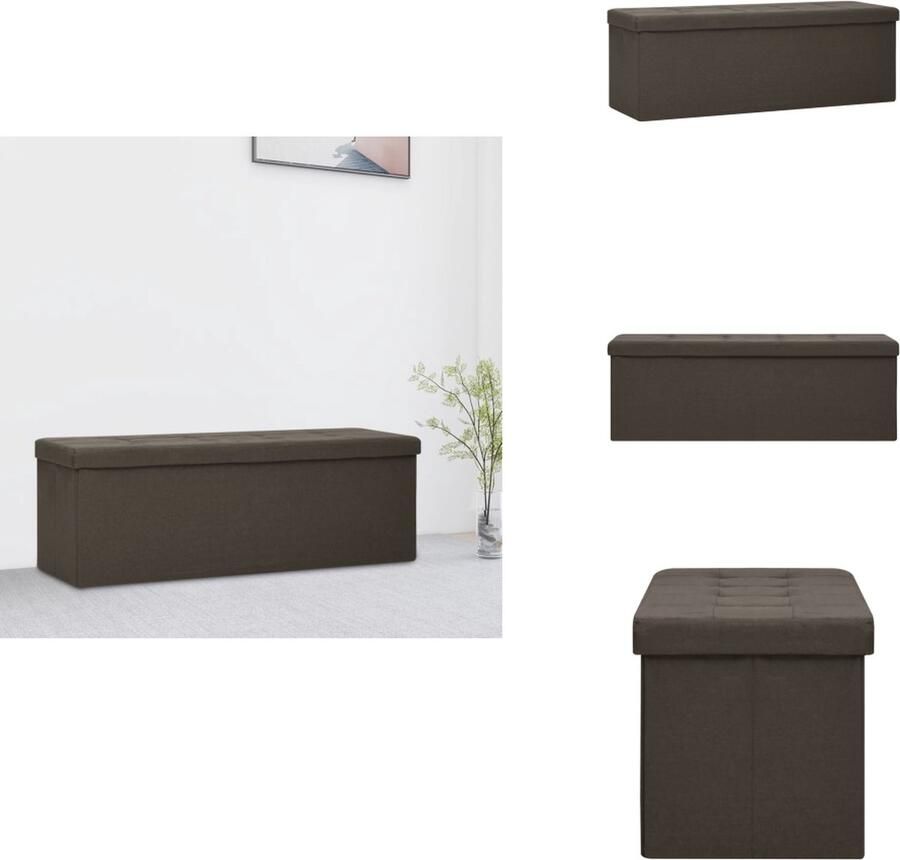 VidaXL Opbergbank Opbergbanken Bankje Halbank Opbergbank inklapbaar kunstlinnen donkerbruin