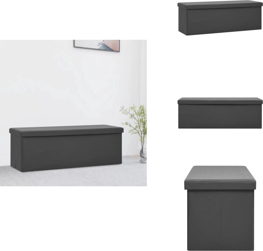 VidaXL Opbergbank Opbergbanken Bankje Halbank Opbergbank inklapbaar PVC grijs