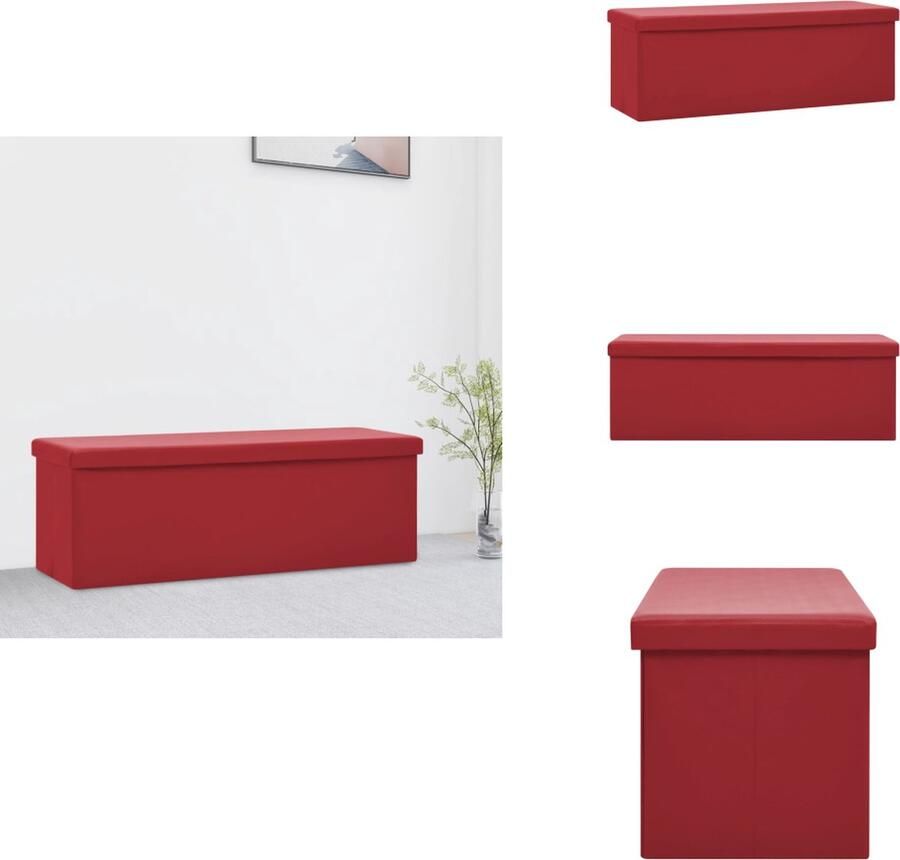 VidaXL Opbergbank Opbergbanken Bankje Halbank Opbergbank inklapbaar kunstlinnen wijnrood