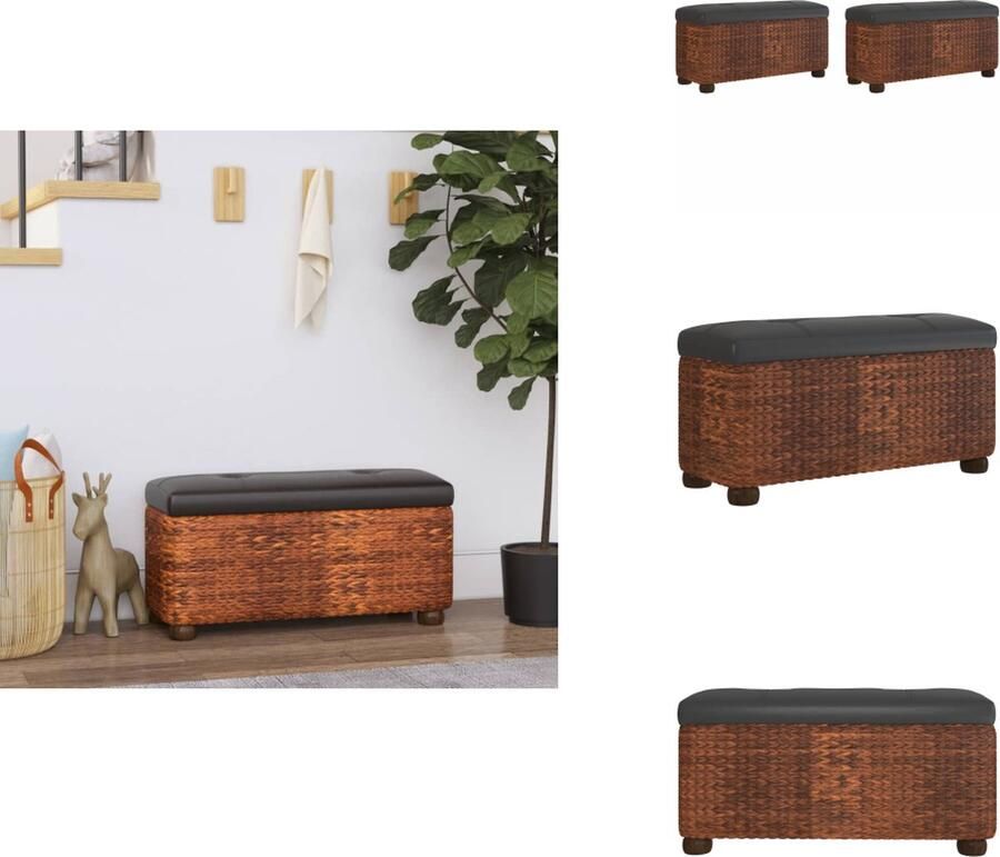 VidaXL Opbergbankjes Kattenstaart Stabiel multiplex Groot opbergvak Comfortabele zitting Bruin kussen 69 x 27 x 36 cm Max 110 kg Set van 2 Hocker