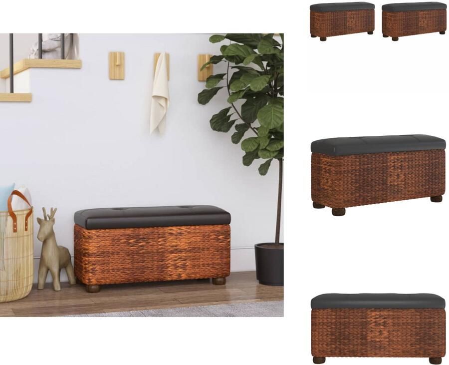 VidaXL Opbergbankjes Kattenstaart Stabiel multiplex Groot opbergvak Comfortabele zitting Bruin kussen 69 x 27 x 36 cm Max 110 kg Set van 2 Hocker - Foto 2