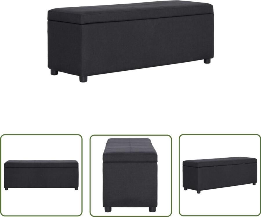 VidaXL Opbergbank Zwart 116 cm Polyester Opslagbanken Benk Met Opbergruimte Zwarte Bank Design Bank Stoffen Bank Woonaccessoires Meubels Voor Woonkamer Multifunctionele Bank Compact Bankje - Foto 2
