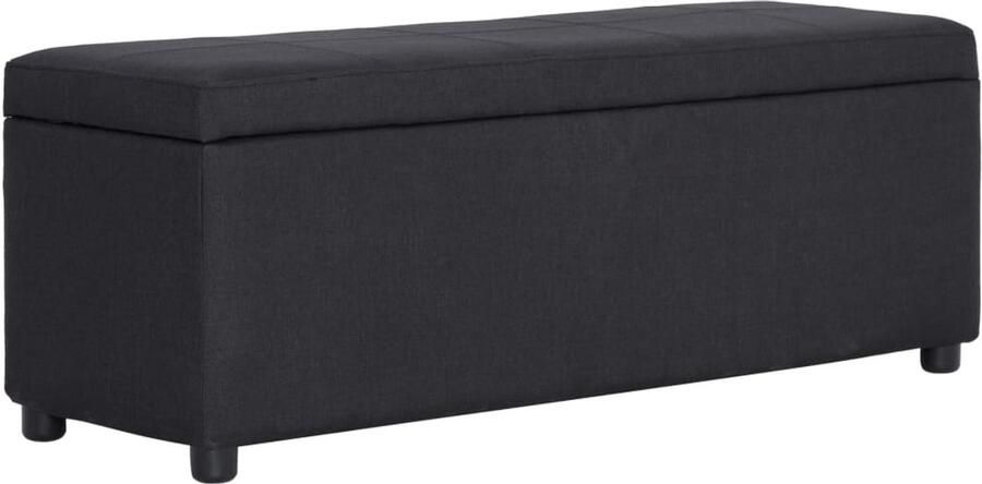 VidaXL Opbergbank Zwart 116 cm Polyester Opslagbanken Benk Met Opbergruimte Zwarte Bank Design Bank Stoffen Bank Woonaccessoires Meubels Voor Woonkamer Multifunctionele Bank Compact Bankje