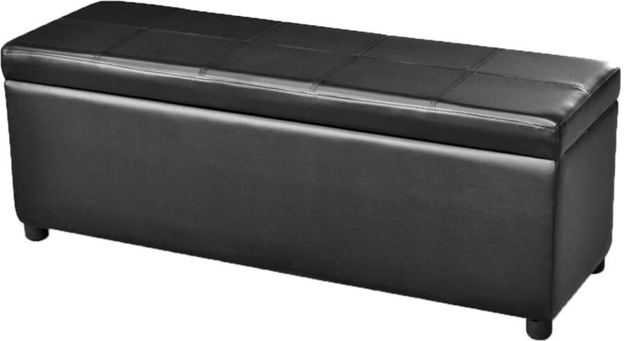 VidaXL Opbergbank Zwart 116x39x44 cm Houtdesign Opbergbank Bankstel Salontafel Zwarte Meubels Kunstleder Meubilair