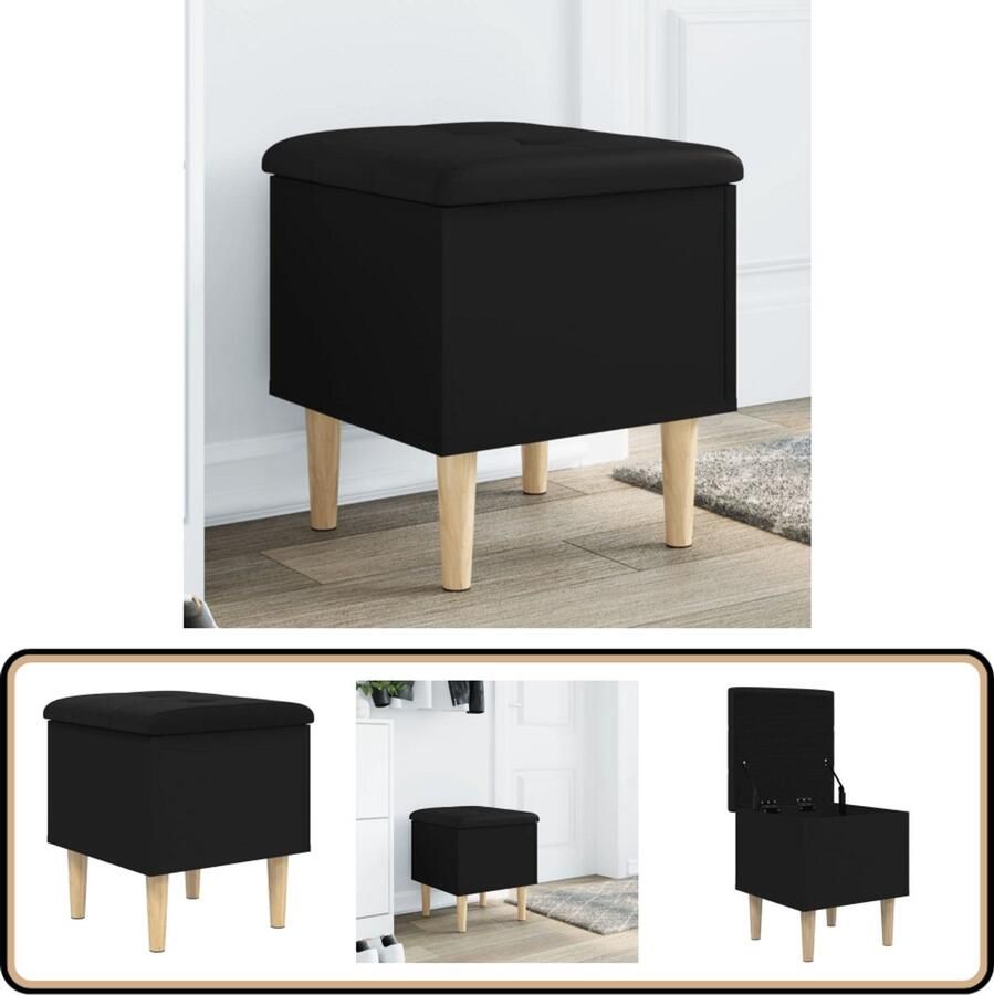 VidaXL Opbergbank Zwart 42x42x46 cm Hout Opbergbank Bankstel Zithoek Kastdeur Woonkamer Meubels Entreemeubilair Haltafel Stoffering