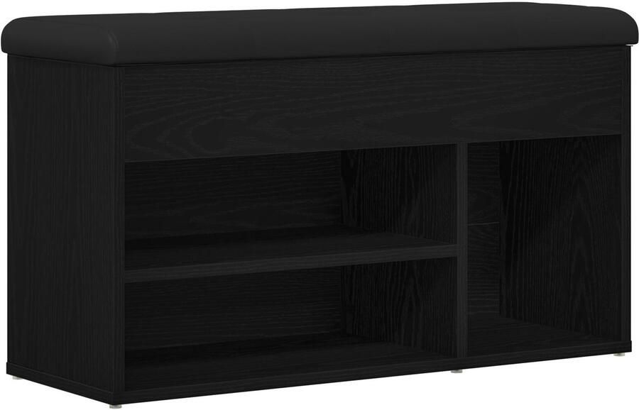 VidaXL Schoenenbank met opslag Zwart 80 x 30 x 45 cm Bewerkt hout - Foto 2