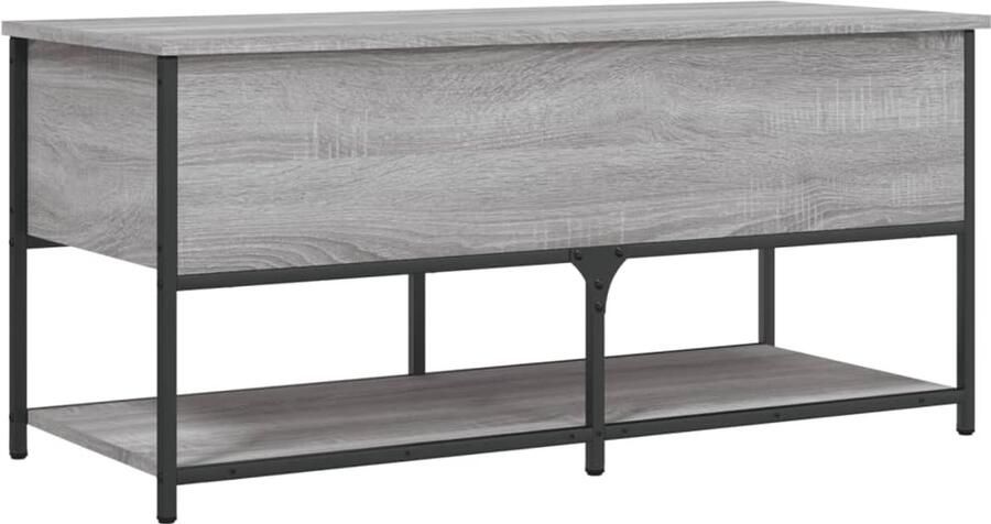 The Living Store Opbergbankje 100x42 5x47 cm bewerkt hout grijs sonoma eiken Opbergbankje Opbergbankjes Halbankje Schoenenbankje