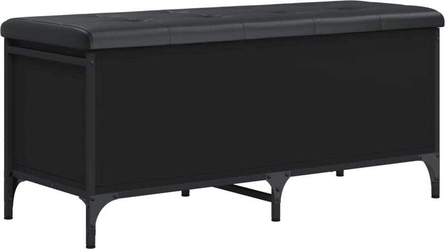 VidaXL Opbergbankje 102x42x45 cm bewerkt hout zwart Opbergbankje Opbergbankjes Schoenenbankje Halbankje