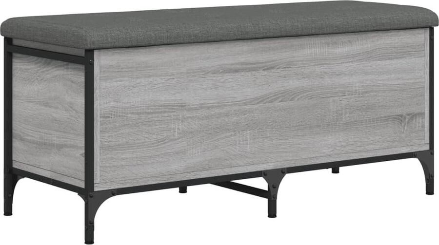 VidaXL Opbergbankje 102x42x45 cm Grijs Eiken Opbergbank Gangbankje Houten Bank Grijze Bank Bankstel Woonaccessoires Decoratie Multifunctioneel Meubilair