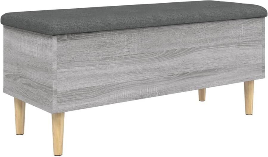 VidaXL Grijze Bank Opbergbank Opbergbankje 102x42x46 cm bewerkt hout grijs sonoma eikenkleur Salontafel Bankstel Woonkamermeubilair