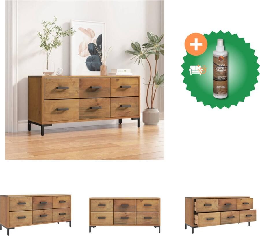 VidaXL Opbergbankje 110x30x45 cm gerecycled massief grenenhout bruin Hocker Inclusief Houtreiniger en verfrisser