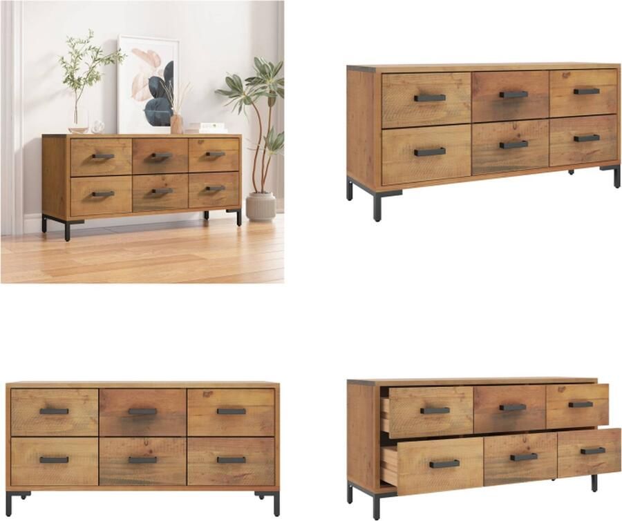 VidaXL Opbergbankje 110x30x45 cm gerecycled massief grenenhout bruin Opbergbank Opbergbankje Opslagbank Opslagbankje