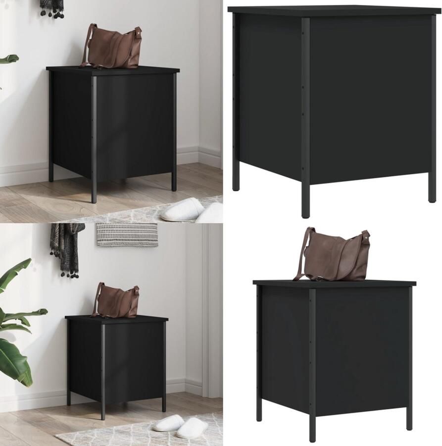 VidaXL Opbergbankje 40x42 5x50 cm bewerkt hout zwart Opbergbankje Opbergbankjes Halbankje Schoenenbankje