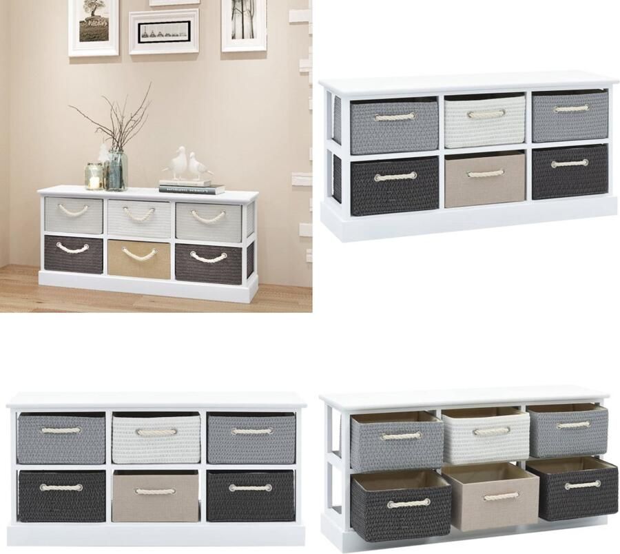 VidaXL Opbergbankje 6 lades hout Opbergbox Opbergboxen Tuinbox Tuinboxen