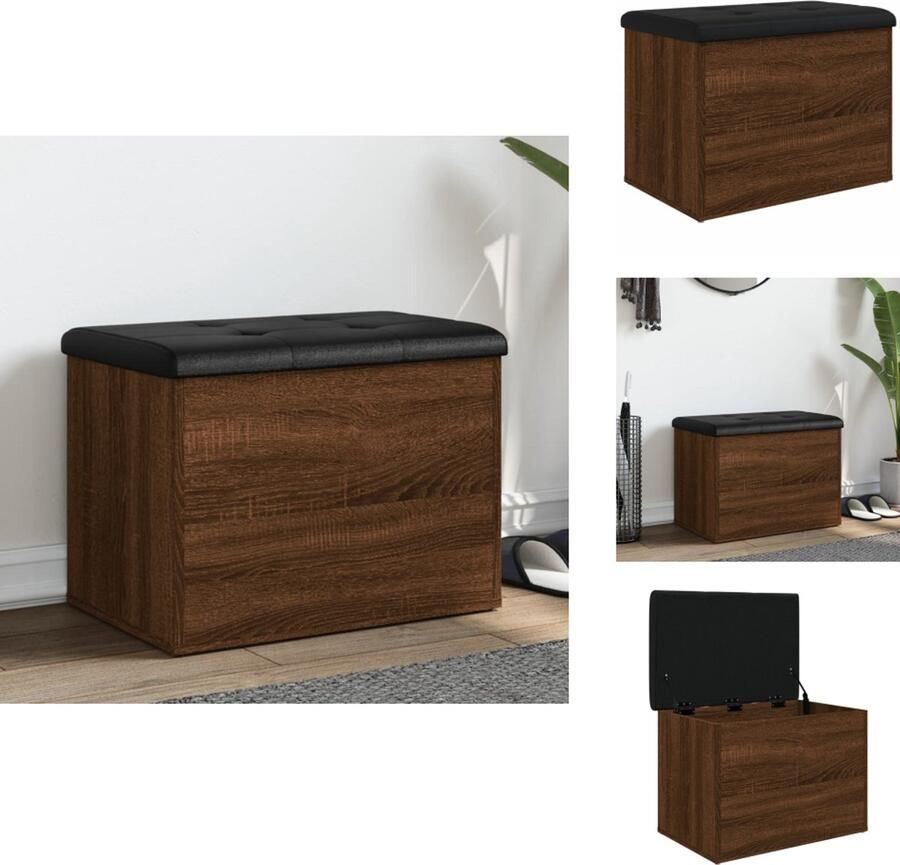 VidaXL -Opbergbankje-62x42x45-cm-bewerkt-hout-bruineikenkleurig - Foto 2