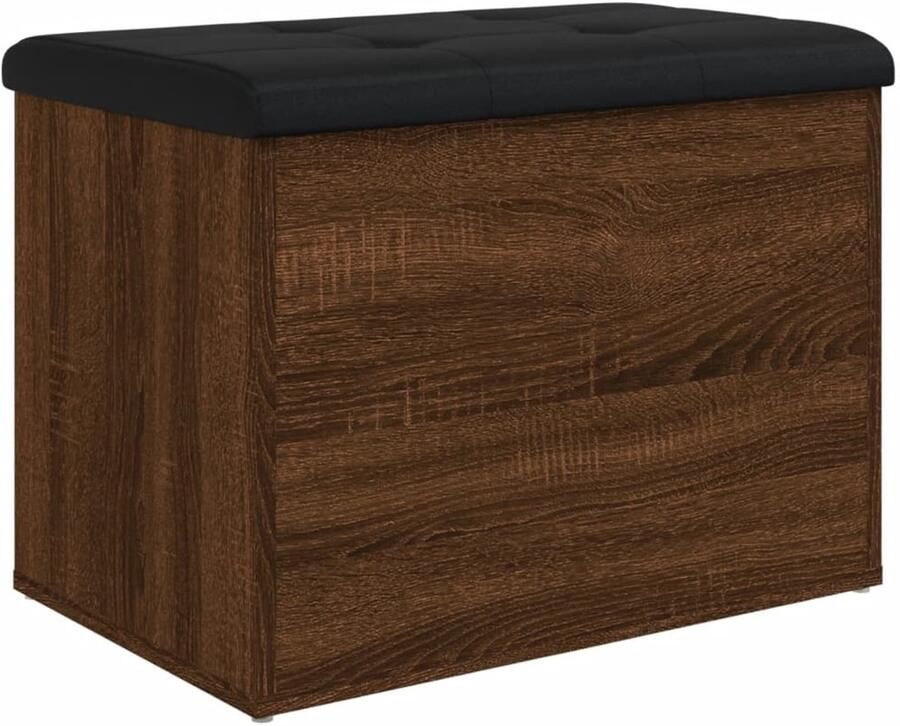 The Living Store Opbergbankje 62x42x45 cm bewerkt hout bruin eikenkleur Opbergbankje Opbergbankjes Schoenenbankje Halbankje