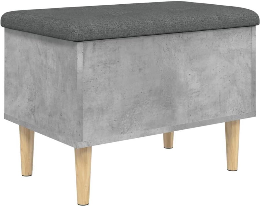 The Living Store Opbergbankje 62x42x46 cm bewerkt hout betongrijs Opbergbankje Opbergbankjes Schoenenbankje Halbankje