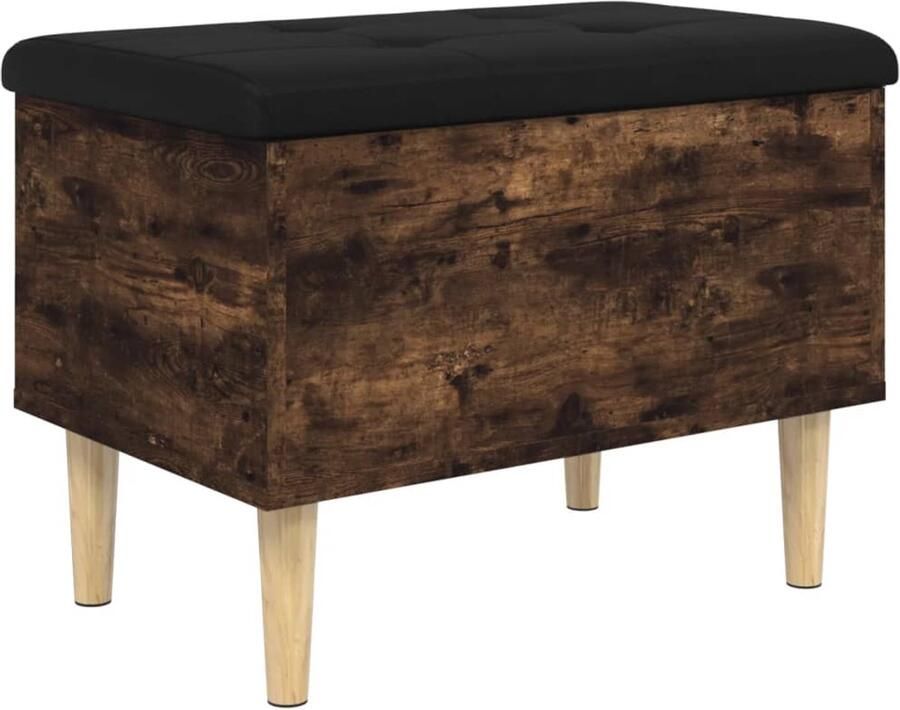 VidaXL Opbergbankje 62x42x46 cm bewerkt hout gerookt eikenkleurig Opbergbankje Opbergbankjes Schoenenbankje Halbankje