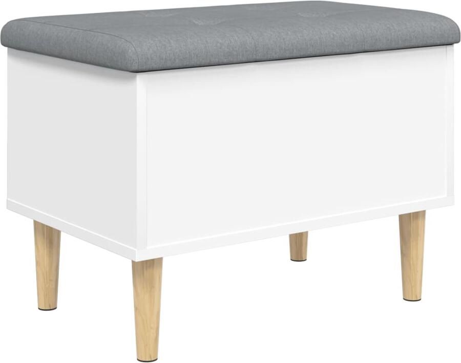 VidaXL Opbergbankje 62x42x46 cm bewerkt hout wit Opbergbankje Opbergbankjes Schoenenbankje Halbankje
