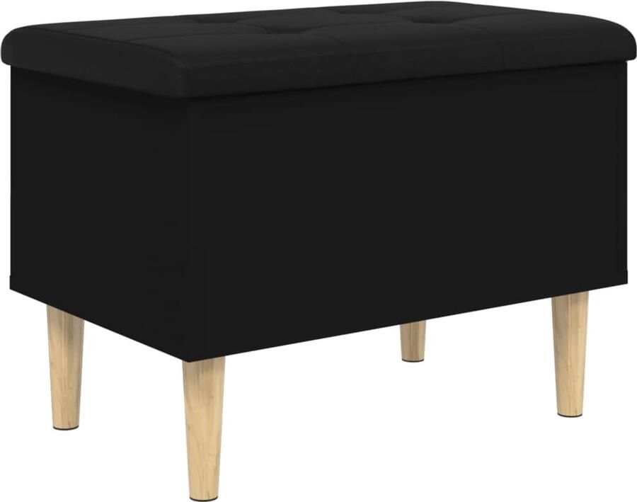 The Living Store Opbergbankje 62x42x46 cm bewerkt hout zwart Opbergbankje Opbergbankjes Schoenenbankje Halbankje