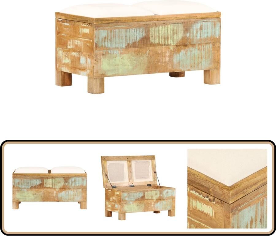 VidaXL Opbergbankje 80x40x40 cm Gerecycled Hout Opslagbankje Retro Bank Vintage Bank Houten Bank Gerecycled Hout
