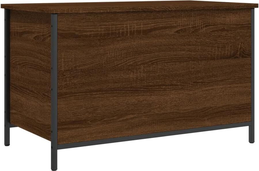 The Living Store Opbergbankje 80x42 5x50 cm bewerkt hout bruin eikenkleur Opbergbankje Opbergbankjes Halbankje Schoenenbankje