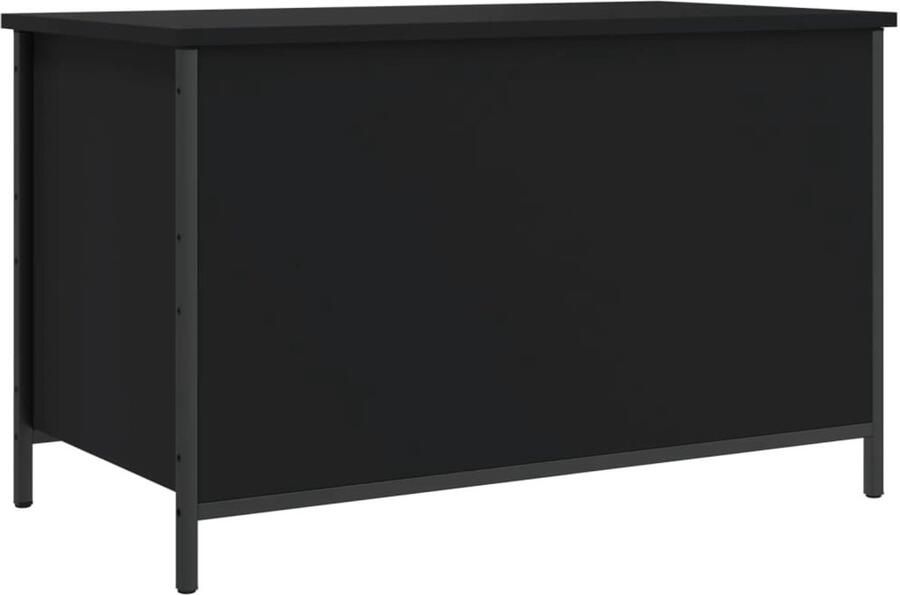 The Living Store Opbergbankje 80x42 5x50 cm bewerkt hout zwart Opbergbankje Opbergbankjes Halbankje Schoenenbankje