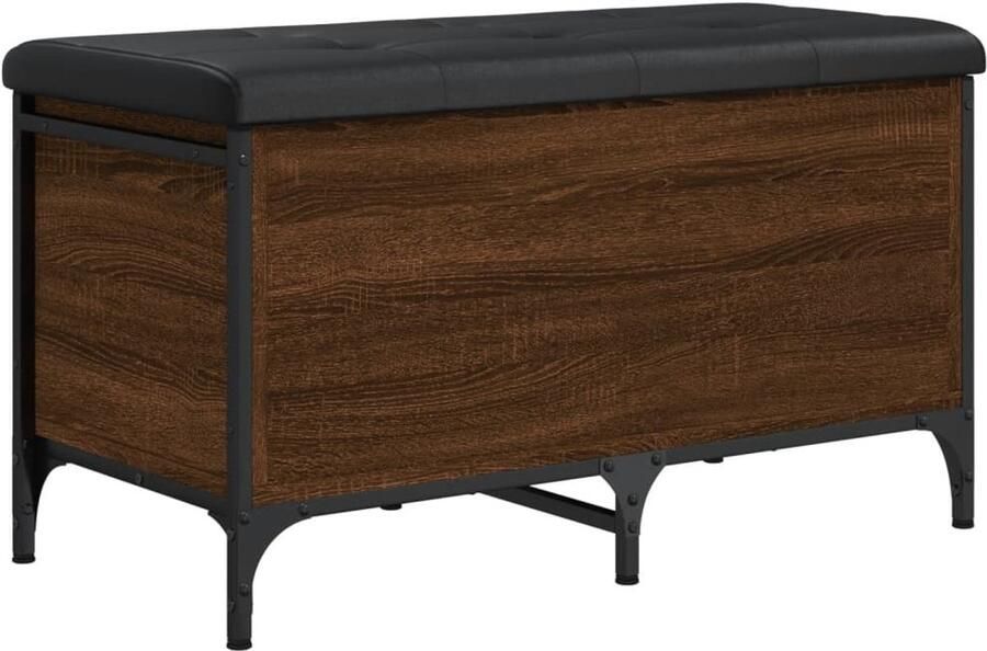 VidaXL Opbergbankje 82x42x45 cm bewerkt hout bruin eikenkleur Opbergbankje Opbergbankjes Schoenenbankje Halbankje