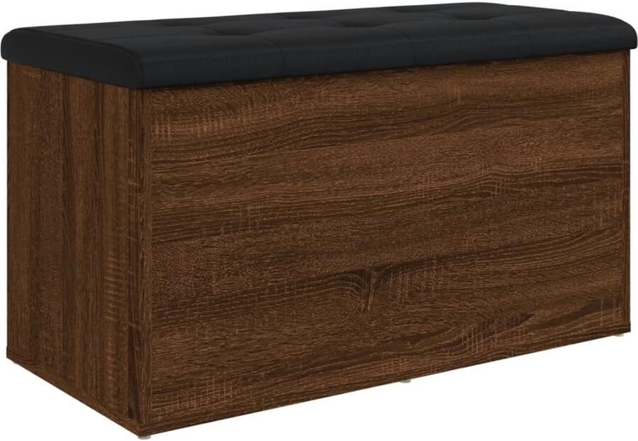 The Living Store Opbergbankje 82x42x45 cm bewerkt hout bruin eikenkleur Opbergbankje Opbergbankjes Schoenenbankje Halbankje