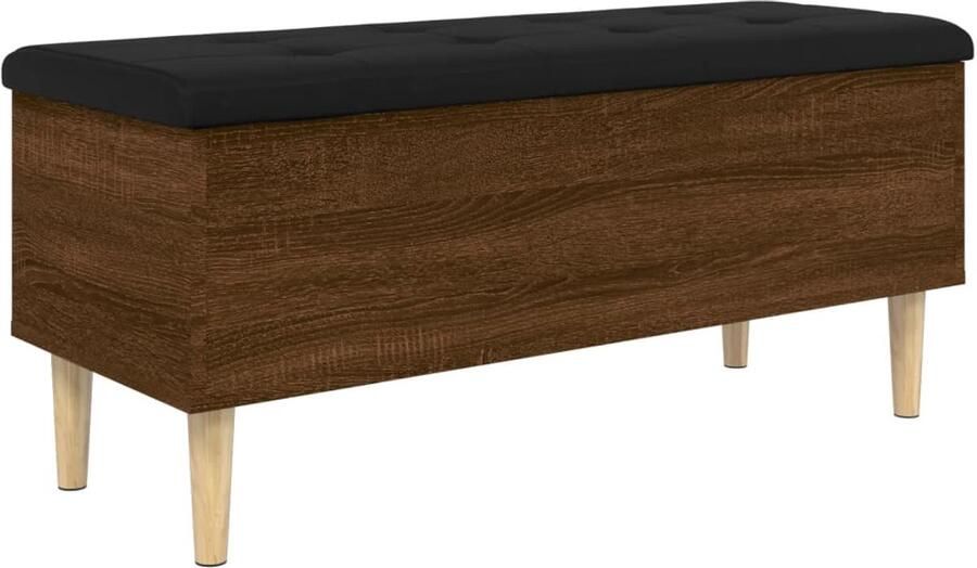 The Living Store Opbergbankje 102x42x46 cm bewerkt hout bruin eikenkleur Opbergbankje Opbergbankjes Schoenenbankje Halbankje