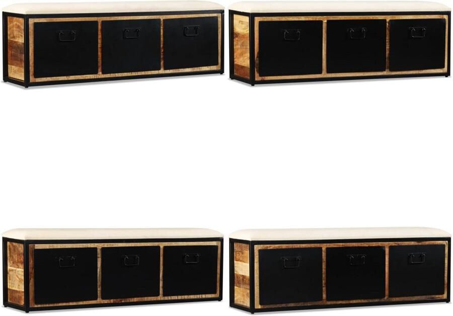 VidaXL Opbergbankje met 3 lades 120x30x40 cm massief mangohout Bankje Bankjes Zitbankje Zitbankjes