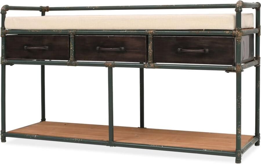 VidaXL Opbergbankje met kussen 107 5x34 5x59 cm Opslagbank Opbergbank Bank Met Lade Multifunctionele Bank Vintage Bank Industriële Bank Stoere Bank - Foto 2
