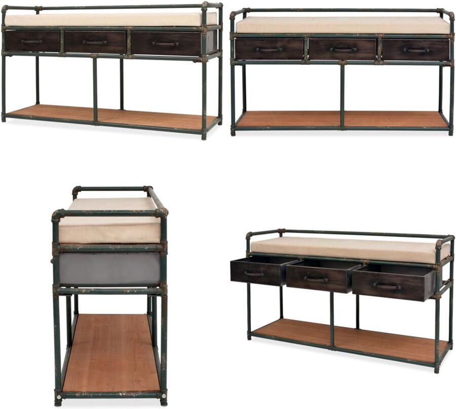 VidaXL Opbergbankje met kussen 107 5x34 5x59 cm Opslagbank Opslagbanken Opslag Bank Opslag Banken