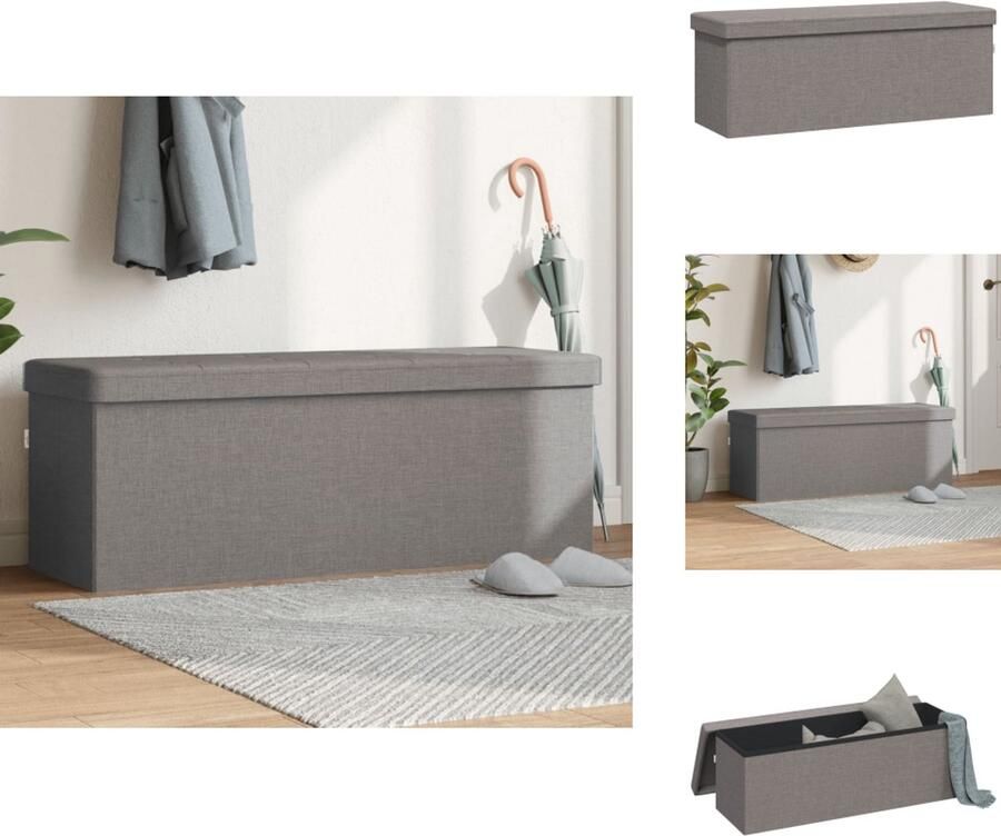 VidaXL Opbergbankje Opbergbankjes Bankje Halbankje Opbergbank inklapbaar kunstlinnen lichtgrijs