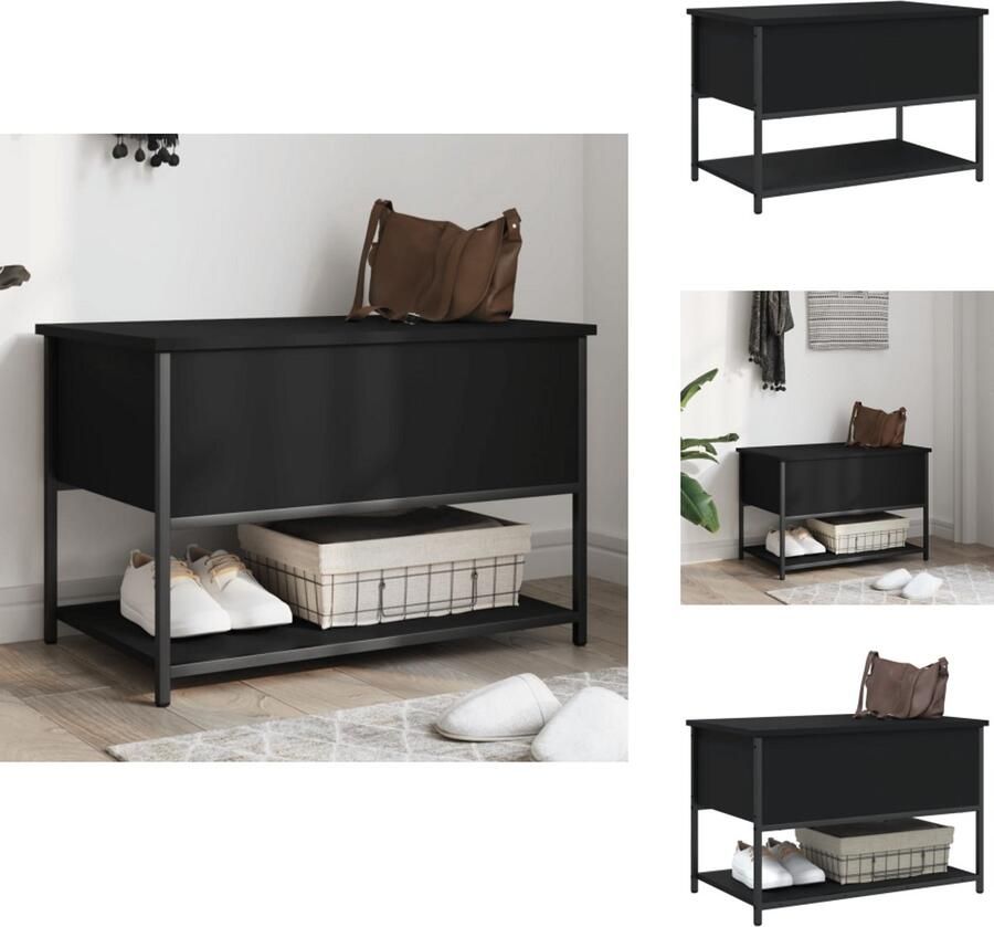 VidaXL Opbergbankje Opbergbankjes Halbankje Schoenenbankje Opbergbankje 70x42 5x47 cm bewerkt hout zwart