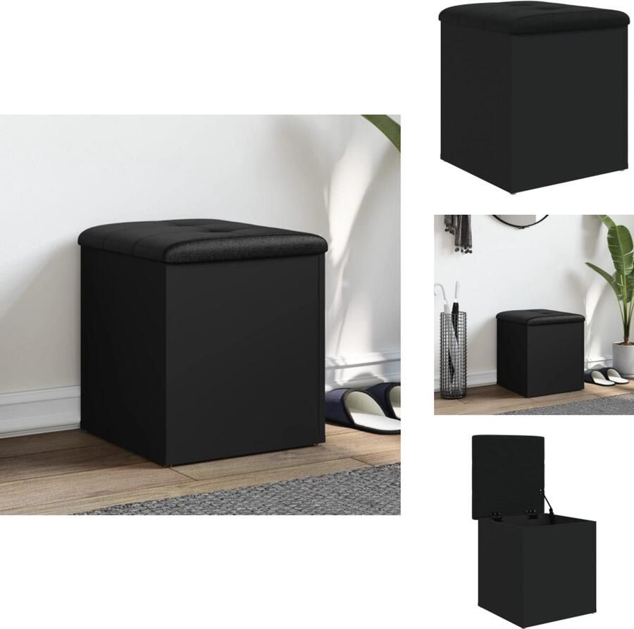 VidaXL Opbergbankje Opbergbankjes Schoenenbankje Halbankje Opbergbank 42x42x45 cm bewerkt hout zwart