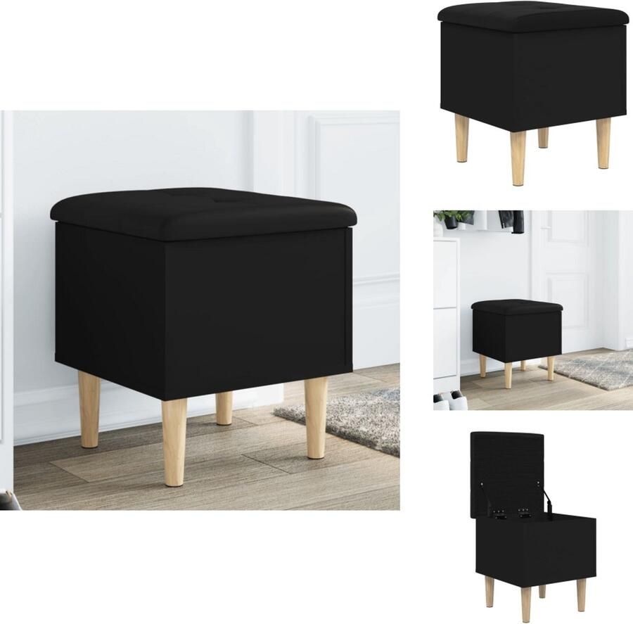 VidaXL Opbergbankje Opbergbankjes Schoenenbankje Halbankje Opbergbank 42x42x46 cm bewerkt hout zwart